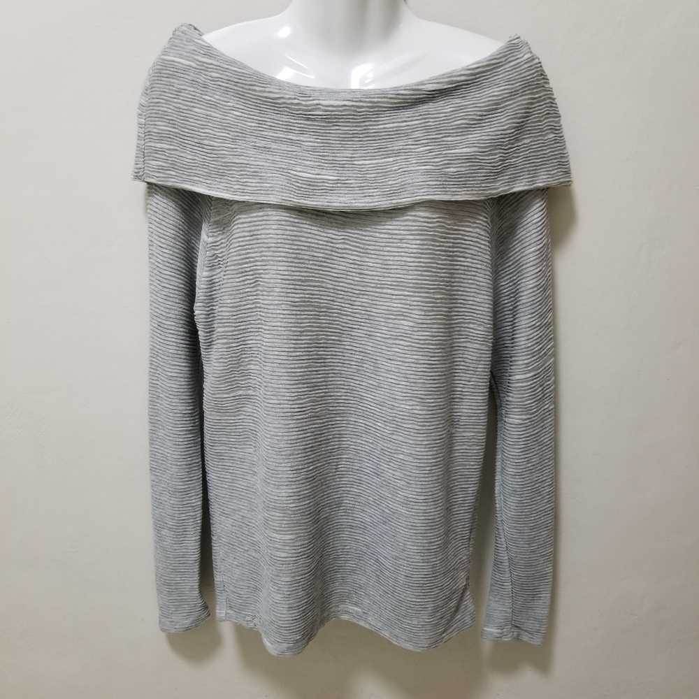 Anthropologie Dolan Sweater Wide Neck Off Shoulder Textured Knit Gray S NWT